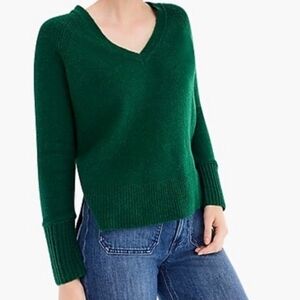 J.CREW Green V-Neck Women's Sweater
